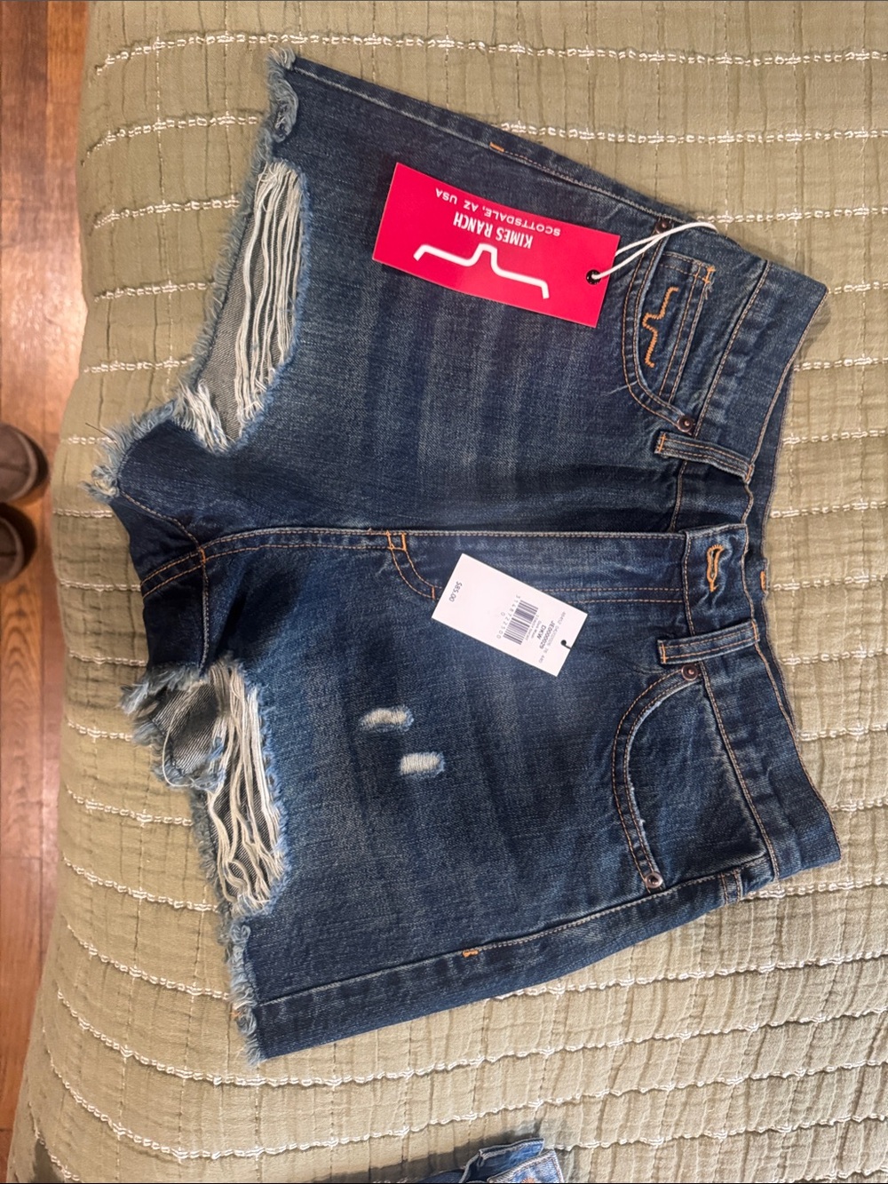 Kimes Ranch Distressed Dark Blue Denim Shorts